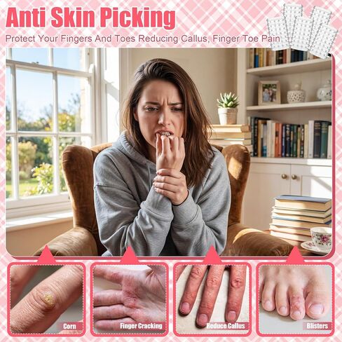 5 Pcs Picking & Fidget Support Finger Covers, Nail Biting Prevention Textured Silicone Finger Sleeves Nail Protectors Anti Skin Picking Gloves for OCD & Dermatillomania Anxiety(Clear) in Kuwait