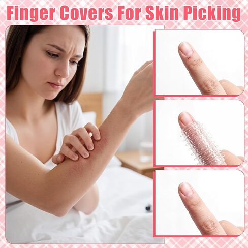 5 Pcs Picking & Fidget Support Finger Covers, Nail Biting Prevention Textured Silicone Finger Sleeves Nail Protectors Anti Skin Picking Gloves for OCD & Dermatillomania Anxiety(Clear) in Kuwait