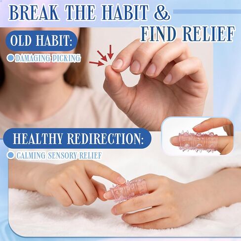 10 Pcs Skin Picking Fidget Support Finger Covers for Ocd Dermatillomania Anxiety Textured Silicone Finger Sleeves Nail Protectors Anti Skin Picking Fidget Toys Reusable Nail Biting Prevention in Kuwait