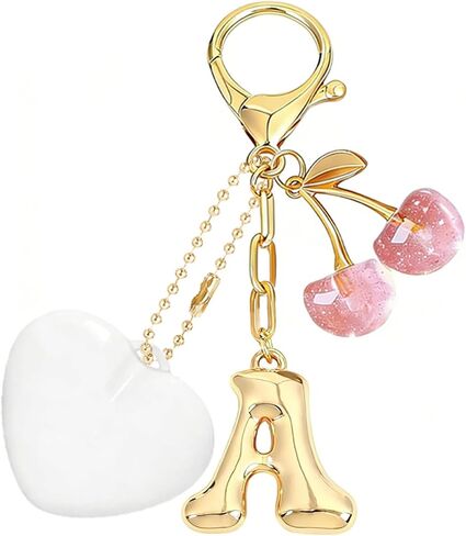 Bubble Letter Bag Charm With Sensing Purse Light -Gold Letter Charm with Cherry & Bow,Gifts for Women in Kuwait