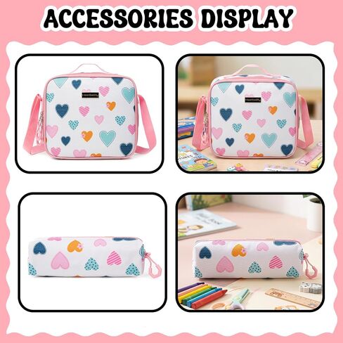 Rolling Backpacks for Kids Backpack for Girls with Lunch Bag Pencil Case 16.5" Kids Backpack with Wheels Roller Backpacks for Girls in Saudi Arabia