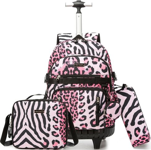 Rolling Backpacks for Kids Backpack for Girls with Lunch Bag Pencil Case 16.5" Kids Backpack with Wheels Roller Backpacks for Girls in Saudi Arabia