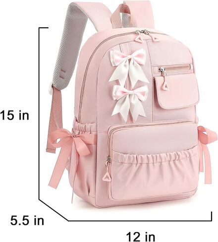 Girls Backpack with Bows for Kids Kawaii Coquette School Bookbag 5-12 in Saudi Arabia