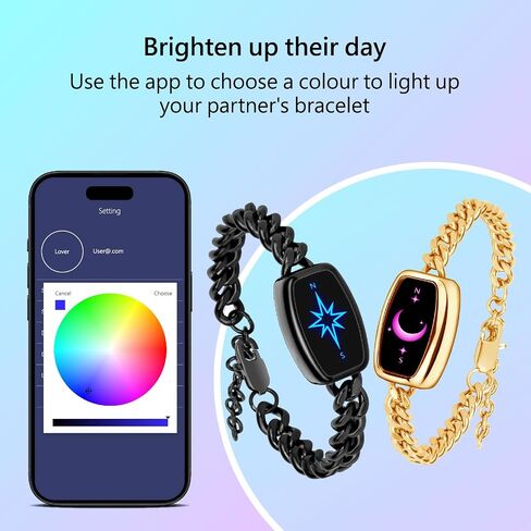 Long Distance Touch Bracelets for Couples, Vibration & Light up | Long Distance Couples Bracelets Relationship Gifts for Girlfriend in Saudi Arabia