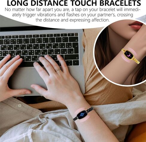 Long Distance Touch Bracelets for Couples, Vibration & Light up | Long Distance Couples Bracelets Relationship Gifts for Girlfriend in Saudi Arabia