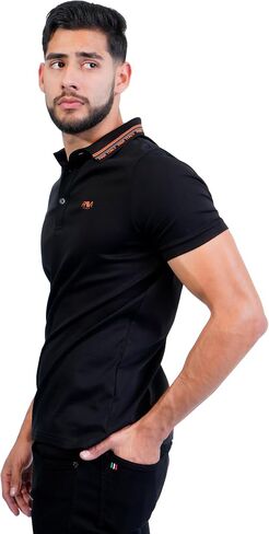 PAVI ITALY Men's Black Polo Shirt Plain Cloth 05-3036N in Saudi Arabia