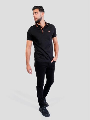 PAVI ITALY Men's Black Polo Shirt Plain Cloth 05-3036N in Saudi Arabia