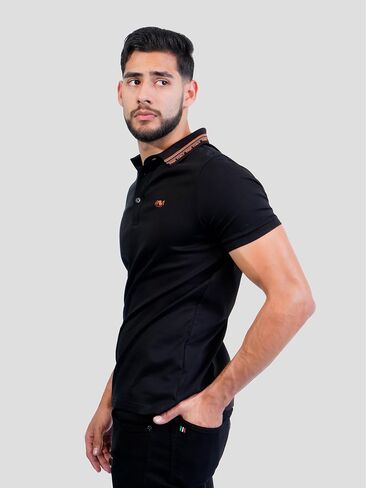 PAVI ITALY Men's Black Polo Shirt Plain Cloth 05-3036N in Saudi Arabia