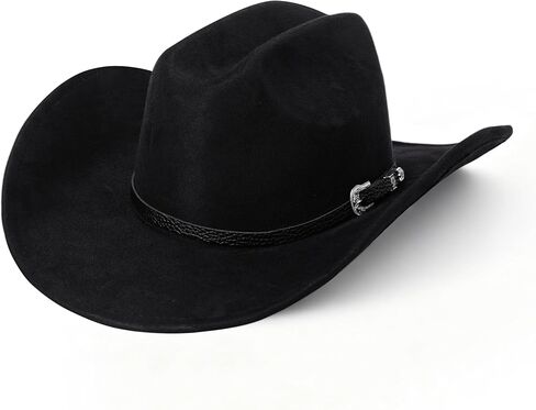Western Cowboy Hat for Men & Women - Wide Brim Fedora Hat with Belt Buckle in Saudi Arabia