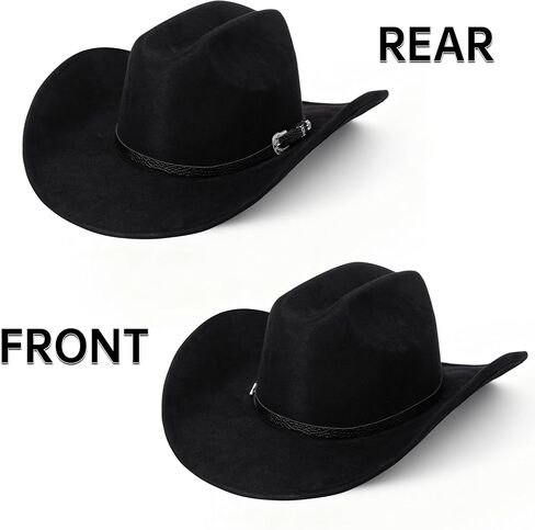 Western Cowboy Hat for Men & Women - Wide Brim Fedora Hat with Belt Buckle in Saudi Arabia