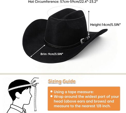 Western Cowboy Hat for Men & Women - Wide Brim Fedora Hat with Belt Buckle in Saudi Arabia