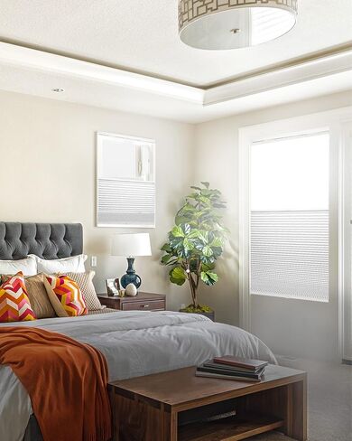 CHICOLOGY Cellular Shades, Top Down Bottom Up Shades, Blinds for Windows, Window Shades for Home, Door Blinds, Window Coverings, Cellular Blinds,Simply White - Blackout, 28.25" W x 48" H in Kuwait