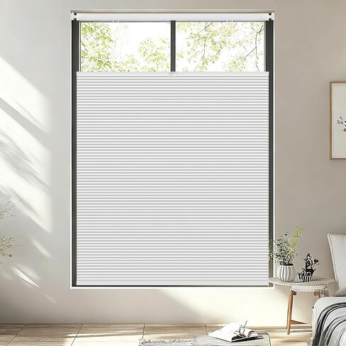Shade&Beyond No Tools No Drill Blinds for Indoor Windows, Cordless Top Down Bottom Up (TDBU) Blackout Cellular Honeycomb Shade for Window, 30" W x 64" H, White in Saudi Arabia