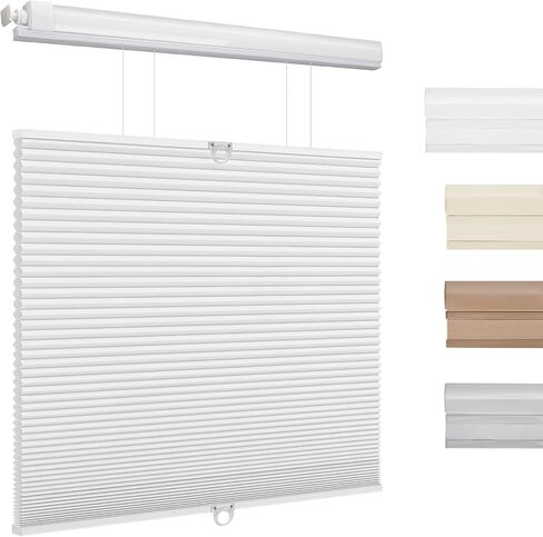 Serlmwnt Cordless Cellular Shades - Honeycomb Blinds for Indoor Windows,No Drill Blackout Shades,Thermal Insulation & Noise Reduction,Suitable for Bedrooms,Kitchens,Living Rooms, Etc.White,34"×72" in Kuwait