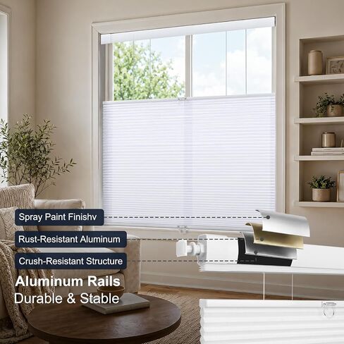 Serlmwnt Cordless Cellular Shades - Honeycomb Blinds for Indoor Windows,No Drill Blackout Shades,Thermal Insulation & Noise Reduction,Suitable for Bedrooms,Kitchens,Living Rooms, Etc.White,34"×72" in Kuwait