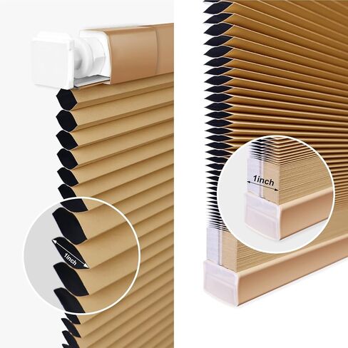 Shade&Beyond No Tools No Drill Window Blinds for Indoor Windows, 35" W X 24" H Camel Blackout Shades Cellular Shades Cordless, No Drill Blinds for Windows, Window Shades for Home, Bedrooms in Saudi Arabia