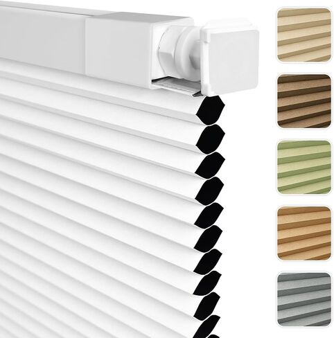 Shade&Beyond No Drill No Tools 20" W X 36" H White Blackout Cellular Shades Easy to Install for Indoor Windows Cordless Honeycomb Blinds Thermal Insulated Noise Reduction,Custom Size in Saudi Arabia