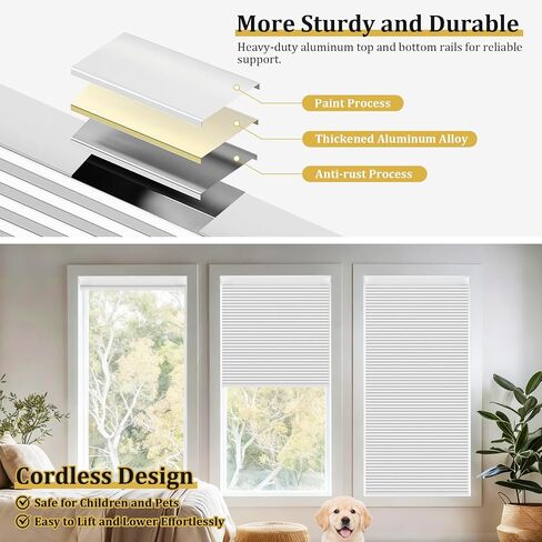 Shade&Beyond No Drill No Tools 20" W X 36" H White Blackout Cellular Shades Easy to Install for Indoor Windows Cordless Honeycomb Blinds Thermal Insulated Noise Reduction,Custom Size in Saudi Arabia