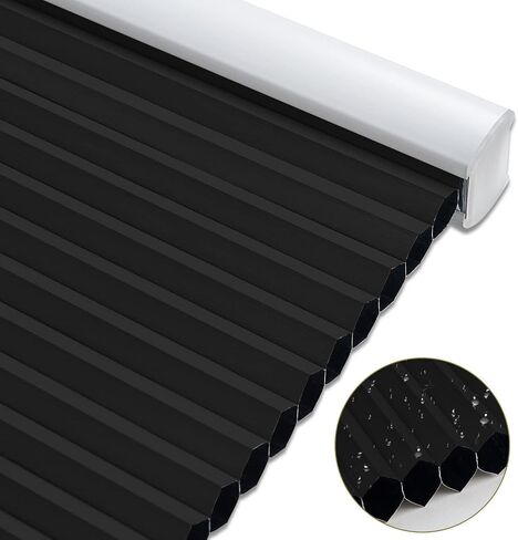 Custom Size Cordless Cellular Window Shades Blackout Waterproof Thermal Insulated Honeycomb Shades for Indoor Windows Pull Down Blinds for Kitchen Bathroom Living Room, White in Kuwait