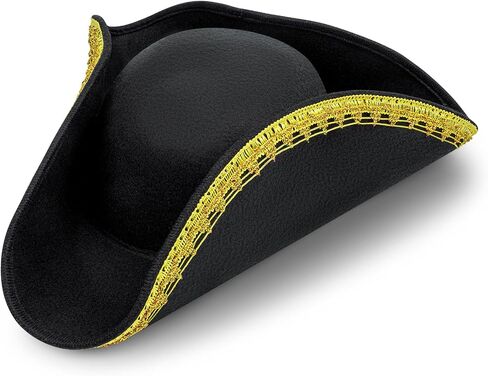 Pirate Costume Hat Women/Men, Black Pirate Hat,Tricorn Colonial Hats Fit for Revolutionary War Costume and Halloween in Saudi Arabia