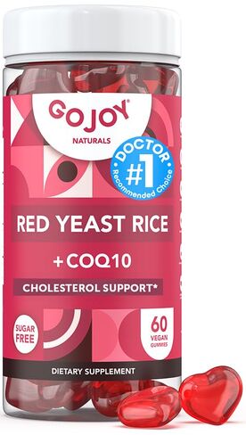 GOJOY Naturals Red Yeast Rice with CoQ10 Gummies - Sugar-Free Heart Health Supplement - Red Rice Yeast 1000mg + CoQ10 100mg - Citrinin-Free, Vegan, Non-GMO in Saudi Arabia