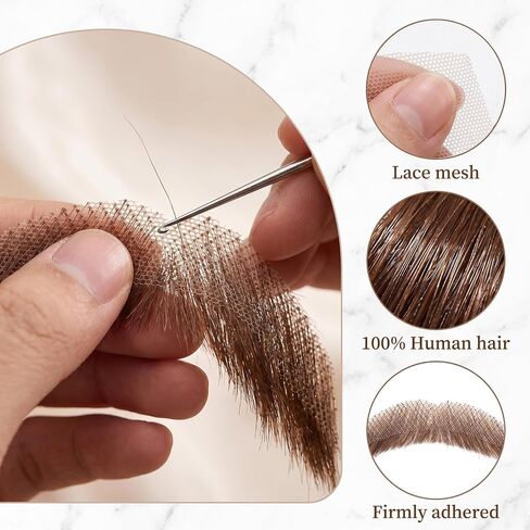 Fake Beard & Mustache - 100% Human Hair, Hand-Tied on Breathable Lace. Natural Facial Hair for Cosplay, Theater & Daily in Kuwait