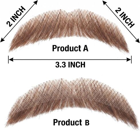 Fake Beard & Mustache - 100% Human Hair, Hand-Tied on Breathable Lace. Natural Facial Hair for Cosplay, Theater & Daily in Kuwait