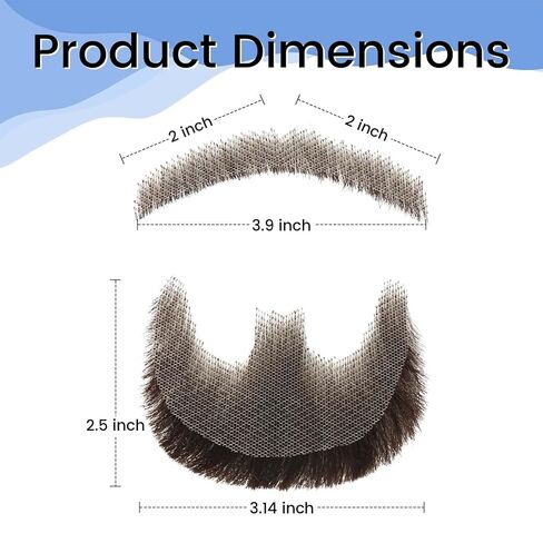 MODERN QUEEN Human Hair Beard Goatee, 100% Handmade Soft Lace Invisible Fake Beard, Highly Realistic Brown Fake Mustache Goatee, For Makeup Cosplay Halloween Costume Party(Brown) in Saudi Arabia
