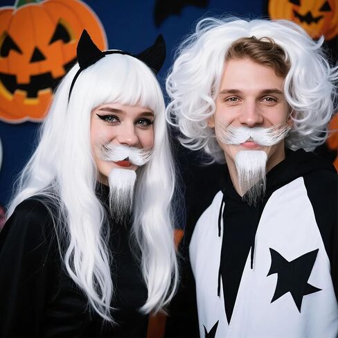 GUYI GYGYL Self Adhesive Fake Mustache, Novelty Mustaches for Halloween Costume and Festival Party, White in Saudi Arabia