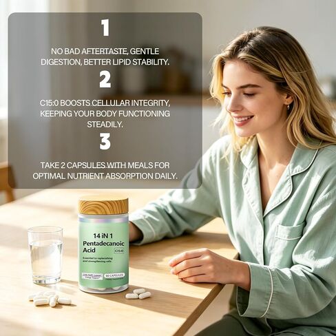 مكمل ليبوسوم حمض البنتاديكانويك، C15:0 مكمل لدعم الغشاء الخلوي مع كبسولات L-Carnitine وUbiquinol CoQ10-90 in Kuwait