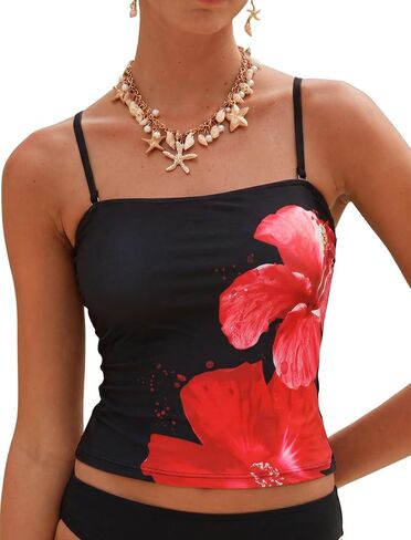 ZAFUL المرأة Tankini Top Bandeau Tummy Control بدون حمالات ملابس السباحة أعلى فقط in Kuwait