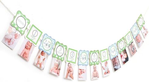 Golf First Birthday Photo Banner - Golf Ball 1st Birthday Decorations, Blue Green Grid Monthly Picture Banner, Hole In One Party Decorations, For Sports Themed Party Supplies Indoor Outdoor in Kuwait