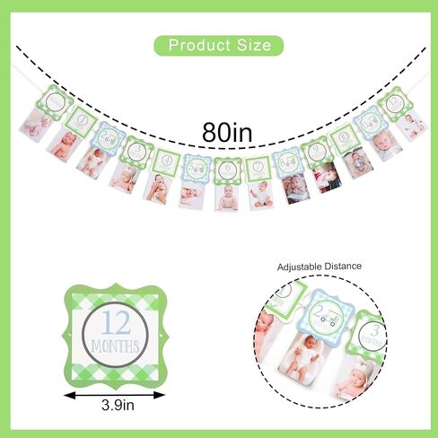 Golf First Birthday Photo Banner - Golf Ball 1st Birthday Decorations, Blue Green Grid Monthly Picture Banner, Hole In One Party Decorations, For Sports Themed Party Supplies Indoor Outdoor in Kuwait