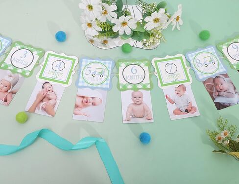 Golf First Birthday Photo Banner - Golf Ball 1st Birthday Decorations, Blue Green Grid Monthly Picture Banner, Hole In One Party Decorations, For Sports Themed Party Supplies Indoor Outdoor in Kuwait