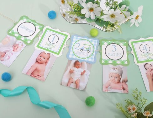 Golf First Birthday Photo Banner - Golf Ball 1st Birthday Decorations, Blue Green Grid Monthly Picture Banner, Hole In One Party Decorations, For Sports Themed Party Supplies Indoor Outdoor in Kuwait