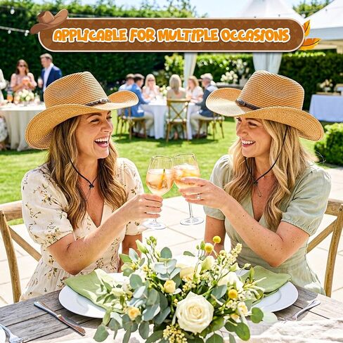 Khaki Straw Cowgirl Hat for Women Cowboy Hats for Men Wide Brim Sun Hat Shapeable Western Hat Beach Hat for Gardening, Hiking, Fishing, Beach in Kuwait