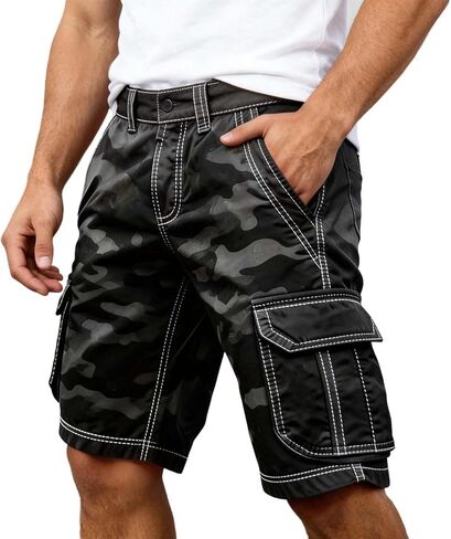 Camo Cargo Shorts for Men Above Knee Summer Lightweight Casual Outdoor Work Shorts for Men with Multi-Pockets in Saudi Arabia