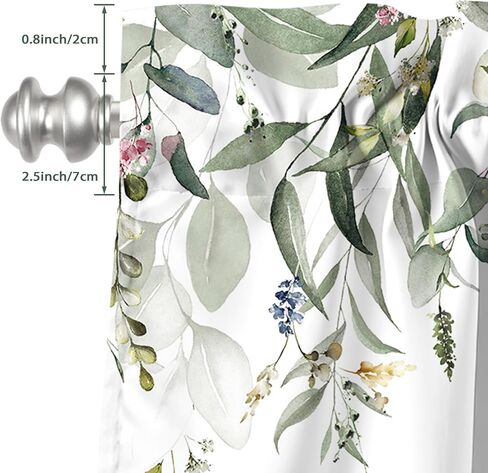 Eucalyptus Leaves Kitchen Curtains and Valances Set 3 Piece Farmhouse Short Tier Curtains with Rod Pocket Green Window Decor for Bedroom Living Room Bathroom (Green) in Kuwait