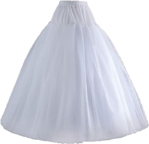 Women's A-line Hoopless Petticoat Crinoline Underskirt 3 Layers Floor Length Tulle Slips for Wedding Dress in Saudi Arabia