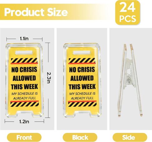 24 Pack Funny Office Desk Signs, Mini Acrylic Yellow Caution Desk Signs Office Decorations for Coworker Women Men Boss and Employee Appreciation Gifts in Saudi Arabia
