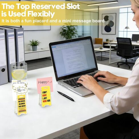 24 Pack Funny Office Desk Signs, Mini Acrylic Yellow Caution Desk Signs Office Decorations for Coworker Women Men Boss and Employee Appreciation Gifts in Saudi Arabia