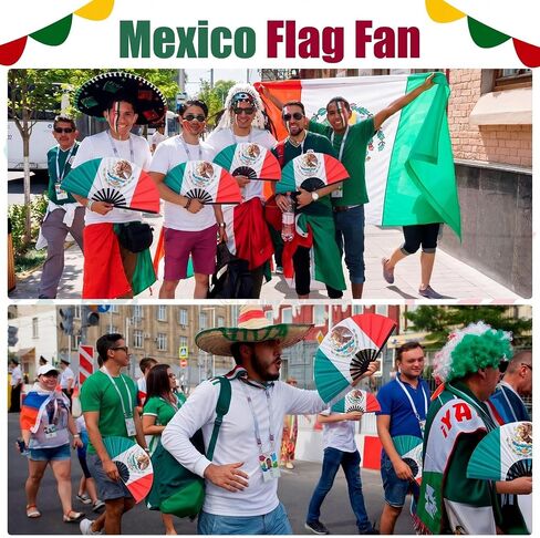 Bucherry 6 Pcs Large Mexico Flag Handheld Fan Foldable Clacking Bandera De Mexico Fan for Mexican Independence Day Raves Parties Events Parades Indoor and Outdoor Use in Kuwait