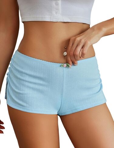 Avidlove Micro Pajamas Shorts for Women Low Rise Ruched Lounge Shorts Cute Boy Short Side Slit Pj Bottoms in Kuwait