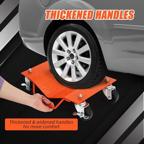Car Dolly Set of 4, Car Wheel Dollies with Tow Hook, Car Dollies with Thickened Handles & Sidebar, Wheel Dolly Set of 4, Car Dolly with Security Lock for Moving Vehicles in Kuwait