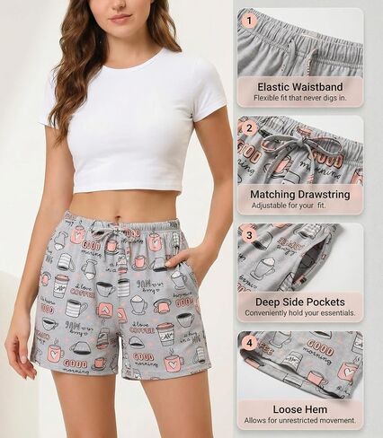 ENJOYNIGHT Womens Pajama Shorts 3 Pack Soft Lounge Sleep Bottoms Drawstring Waist with Pockets in Kuwait