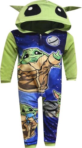 Boys Star Wars Mandalorian Grogu In The Galaxy Hooded One Piece Pajama in Saudi Arabia