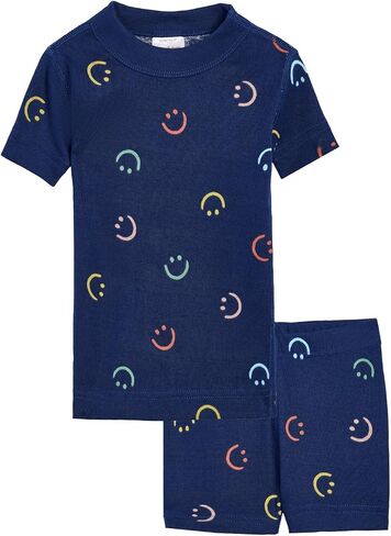 Hanna Andersson, Boys, HannaJams™ Print Short John Pajamas Set (Toddler/Little Kid/Big Kid), Happy Days, 6-7 Years (Big Kid) in Saudi Arabia