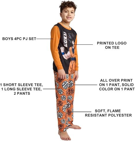Bioworld Dragon Ball Z Group Shot Boy's 4-Pack Pajama Set in Kuwait
