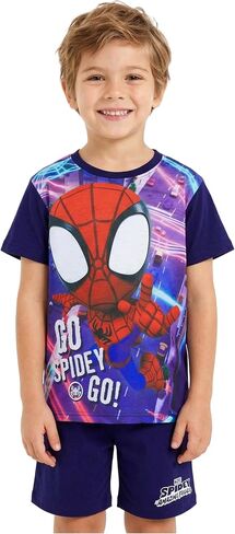 Get Trend Marvel Spider-Man | Spidey and His Amazing Friends Boys Pajamas Short Sleeve Top & Shorts, Summer PJs, Sleepwear in Saudi Arabia