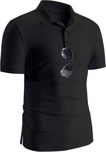 Men's Polo Shirt Quick Dry Short Sleeve Tactical Collared Shirts Performance Moisture Wicking Pique Golf Shirt in Kuwait